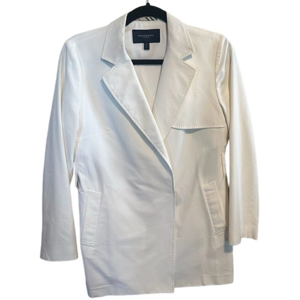 Burberry- Women’s Cotton Shorter Length Trench Jacket in White Size US 8 - Picture 11 of 12